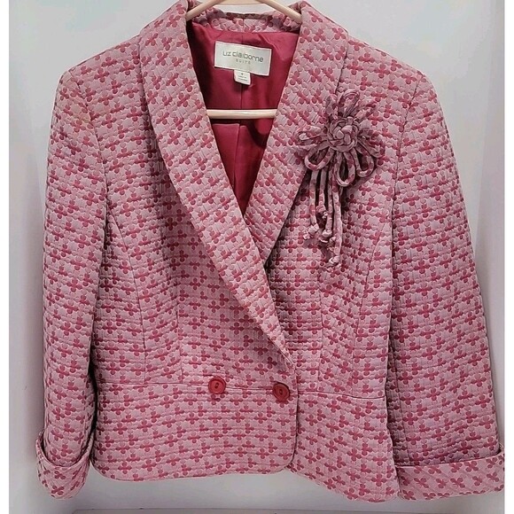 Liz Claiborne 90s Vtg Women's‎ Long Sleeve Pink Button Up Blazer Sz 8 - Picture 1 of 13